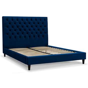 REGENCY Midnight Blue Fabric King-Size Bed (H135 x W165 x D221cm)