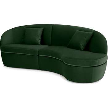 Reisa Right Hand Facing Chaise End Sofa, Pine Green Velvet (H81 x W229 x D146cm)