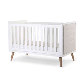 Retro Rio Upholstered Baby & Toddler Cot Bed in White (98 x 149cm)