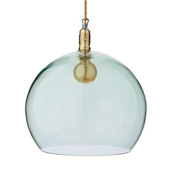 Ribe Large Pendant Lamp, Light Green & Gold 39 x 39cm