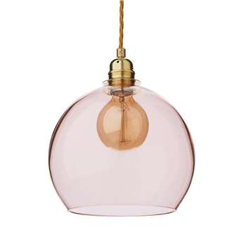 Ribe Pendant Lamp, Coral & Brass 22 x 22cm