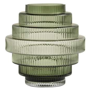 Rill Glass Vase Green, Medium (H24 x W22 x D22cm)