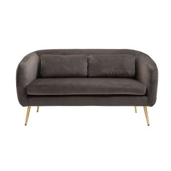 Roanna Two Seat Sofa - Carbon - Silver + Brass Legs (H78 x W151 x D79cm)