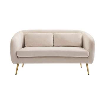 Roanna Two Seat Sofa - Chalk - Silver + Brass Legs (H78 x W151 x D79cm)