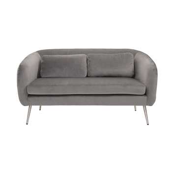 Roanna Two Seat Sofa - Dove Grey - Silver + Brass Legs (H78 x W151 x D79cm)
