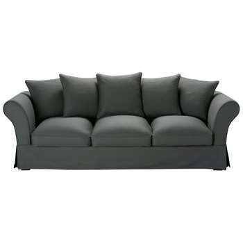 ROMA 4/5 seater cotton sofa in slate grey (88 x 225cm)