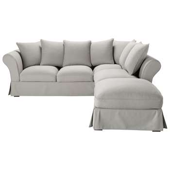 ROMA 6 seater cotton corner sofa in grey (88 x 255cm)