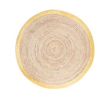 Round Woven Jute Mat with Golden Border (Diameter 180cm)