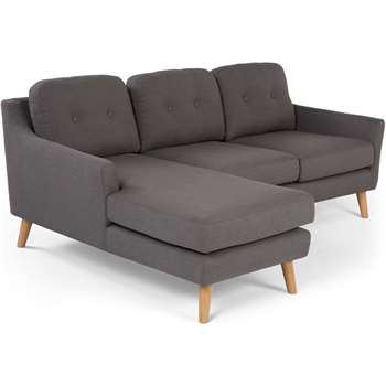 Rufus Left Hand Facing Corner Sofa, Rhino Grey (83 x 204cm)