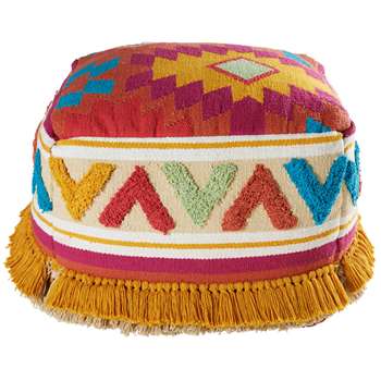 SALALI multicoloured cotton ethnic pouffe (35 x 50cm)