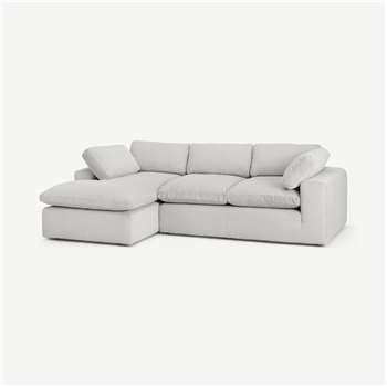 Samona Left Hand Facing Chaise End Sofa, Stone Grey Corduroy Velvet (H80 x W259 x D175cm)