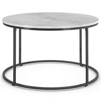 Farley Round Coffee Table, White Mix (H42 x W72 x D72cm)