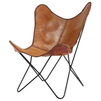 SANTIAGO Leather Armchair in Camel (H92 x W72 x D76cm)