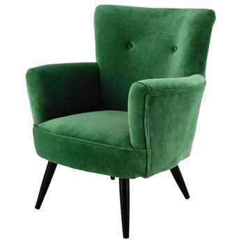 SAO PAULO Velvet Armchair in Green (H81 x W76 x D75cm)