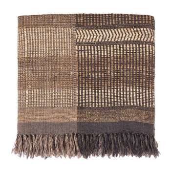 Sarni Wool Blanket, Natural, Brown & Charcoal (200 x 230cm)
