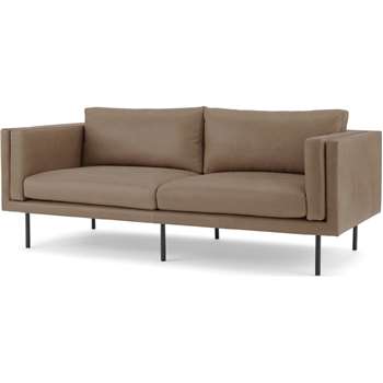 Savio Large 2 Seater Sofa, Chalk Mink Leather (H76 x W182 x D89cm)
