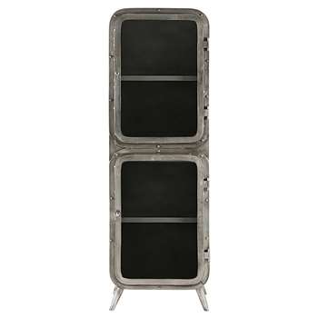 SCAPHANDRE Silver metal and glass 2-door display case (170 x 55cm)