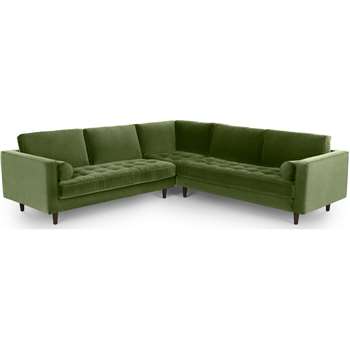 Scott Corner Sofa, Grass Cotton Velvet (H84 x W275 x D275cm)