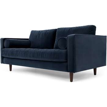 Scott Large 2 Seater Sofa, Navy Cotton Velvet (H84 x W185 x D100cm)