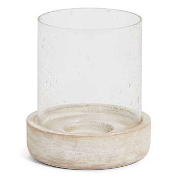 Seeded & Wood Tea Light Holder (H11 x W9 x D9cm)