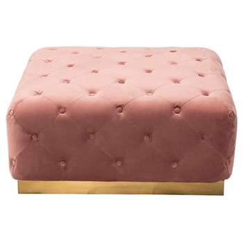 Senio Buttoned Ottoman Pink (H40 x W80 x D80cm)