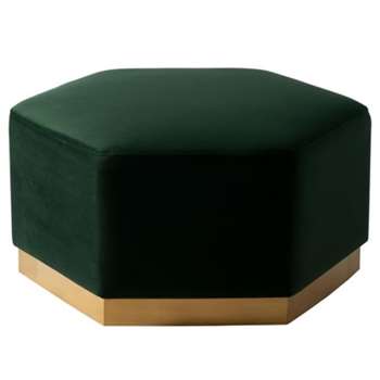 Senio Hexagonal Ottoman Bottle Green (H40 x W82 x D82cm)