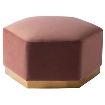 Senio Hexagonal Ottoman Pink (H40 x W82 x D82cm)