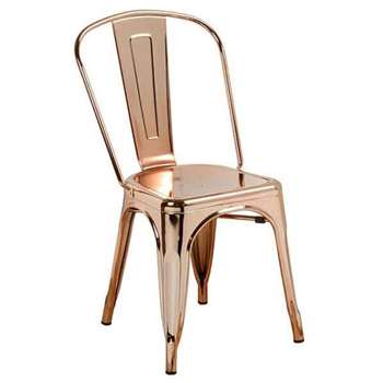 Set of 2 Copper finish Tolix style Vintage French Cafe Chairs (84 x 36cm)