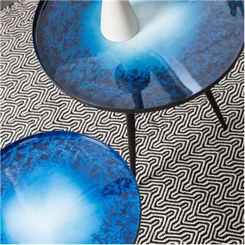 Set Of 2 Nesting Tables in Blue Oil Drop (40 x 45cm)