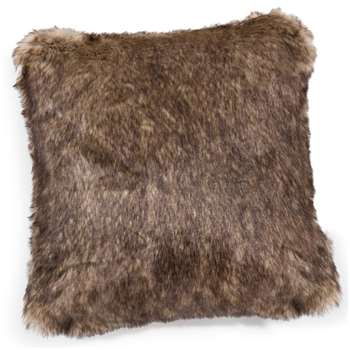 SHEFFORD faux fur cushion in brown (45 x 45cm)