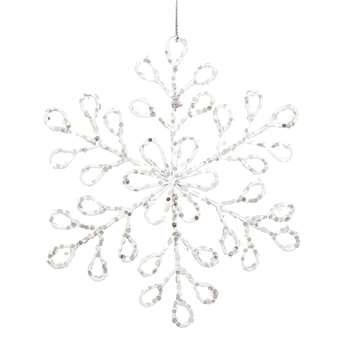 Silver Glitter Snowflake Decorations Set of 3 (Height 15.2cm)