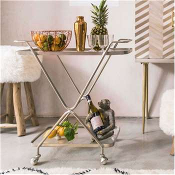 Silver Hourglass Drinks Trolley (H82 x W76 x D42cm)