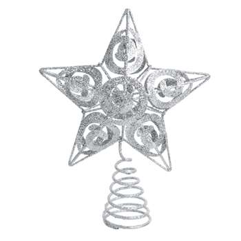 Silver Metal Star Christmas Tree Topper (Height 18cm)
