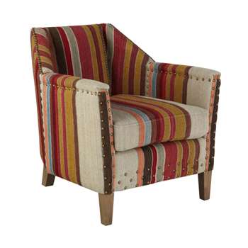 Small George Club Chair, Oak Legs - Multi (71 x 61cm)