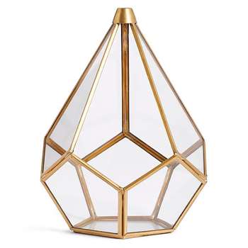 Small Pyramid Hurricane, Antique Brass (H22 x W17 x D17cm)