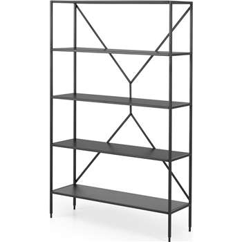Solomon Wide Shelving Unit, Black (H160 x W100 x D30cm)