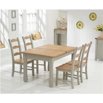 Somerset 130cm Oak and Grey Extending Dining Table with Four Somerset Chairs (H76 x W130-186 x D90cm)
