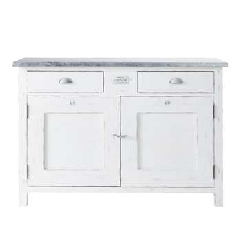 SORGUES White Wood 2-Door 2-Drawer Sideboard (H85 x W125 x D45cm)