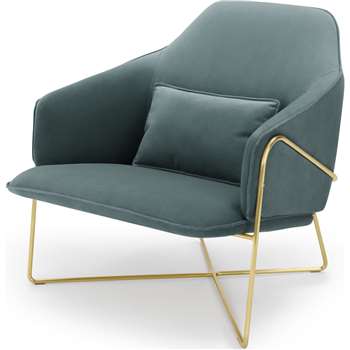 Stanley Accent Chair, Marine Green Velvet (H86 x W84 x D91cm)