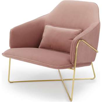Stanley Accent Chair, Velvet Vintage Pink (H86 x W84 x D91cm)