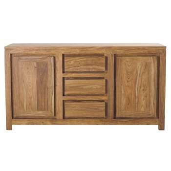 STOCKHOLM Solid Sheesham Wood 2-Door 3-Drawer Sideboard (H85 x W160 x D45cm)