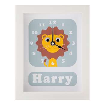 Stripey Cats Personalised Livingston Lion Framed Clock Blue (H23 x W18 x D3.5cm)