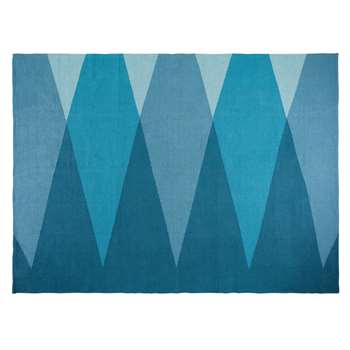 SURFING Graphic Blue Cotton Rug (120 x 180cm)