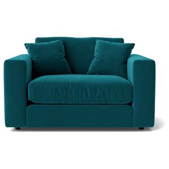 Swoon Althaea Velvet Cuddle Chair - Kingfisher Blue (H84 x W135 x D100cm)