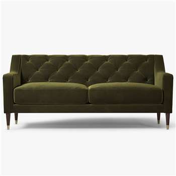 Swoon Editions Pritchard Large 3 Seater Sofa, Dark Leg, Fern Velvet (H78 x D80cm)