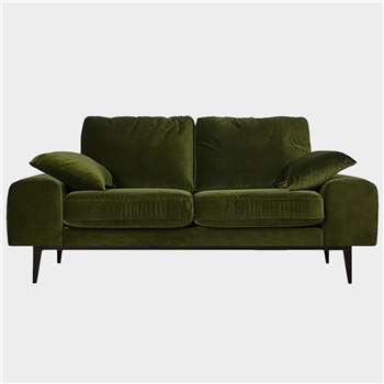 Swoon Editions Tulum Medium 2 Seater Sofa, Dark Leg, Fern Velvet (H82 x W174 x D93cm)