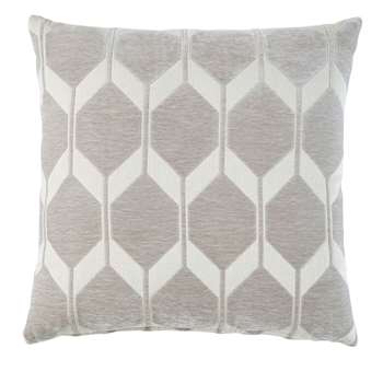 Taupe Velvet Cushion with Jacquard Print (H60 x W60 x D10cm)