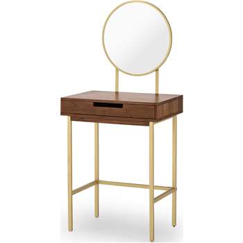 Tayma Dressing Table, Acacia Wood & Brass (H130 x W57 x D40cm)