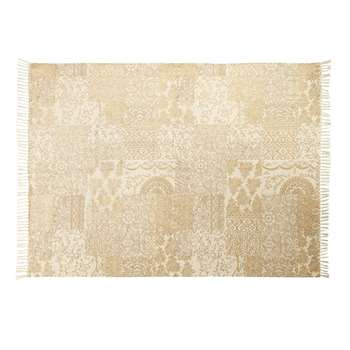 TAZA Ecru and Gold Cotton Rug with Print (H140 x W200 x D1cm)
