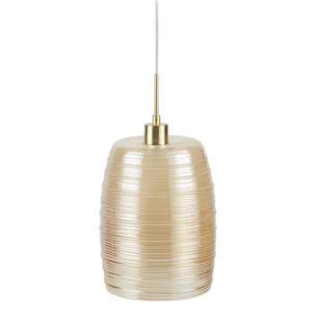 TERENCE - Ribbed Amber-Tinted Glass Pendant Light (H40 x W21 x D21cm)